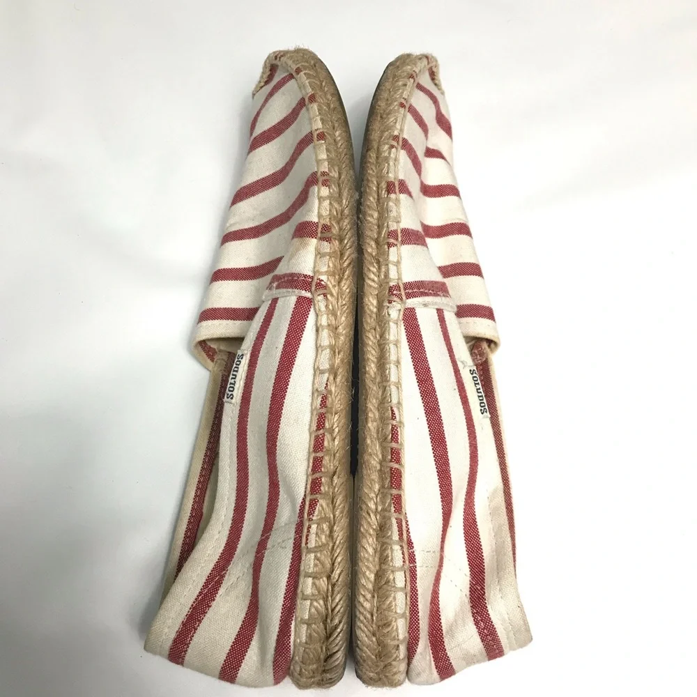 Soludos Red Stripe Espadrilles Slip On Canvas Shoes Size 8